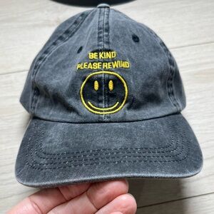 Be Kind Please Rewind Hat Grayish Black Y2K Nostalgic Style Adjustable Cap